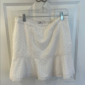 Vineyard Vines White Eyelet  Skirt with Ruffle Hem